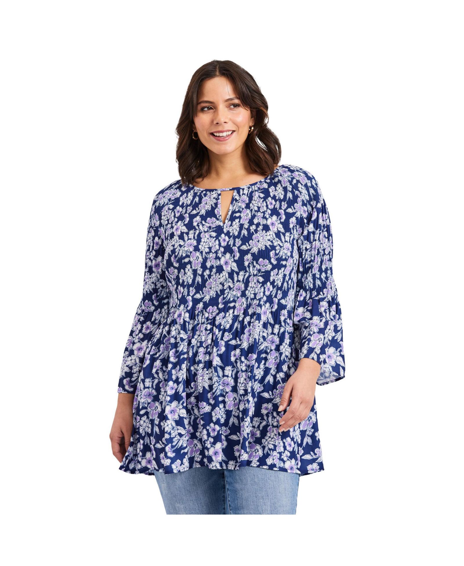 Женский туник AVENUE Plus Size Keyhole Bell Sleeve