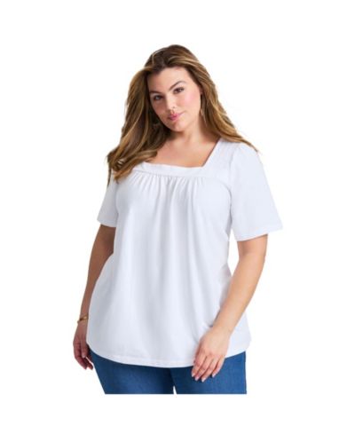 Топ Avenue Women's Plus Size Smocked Squareneck