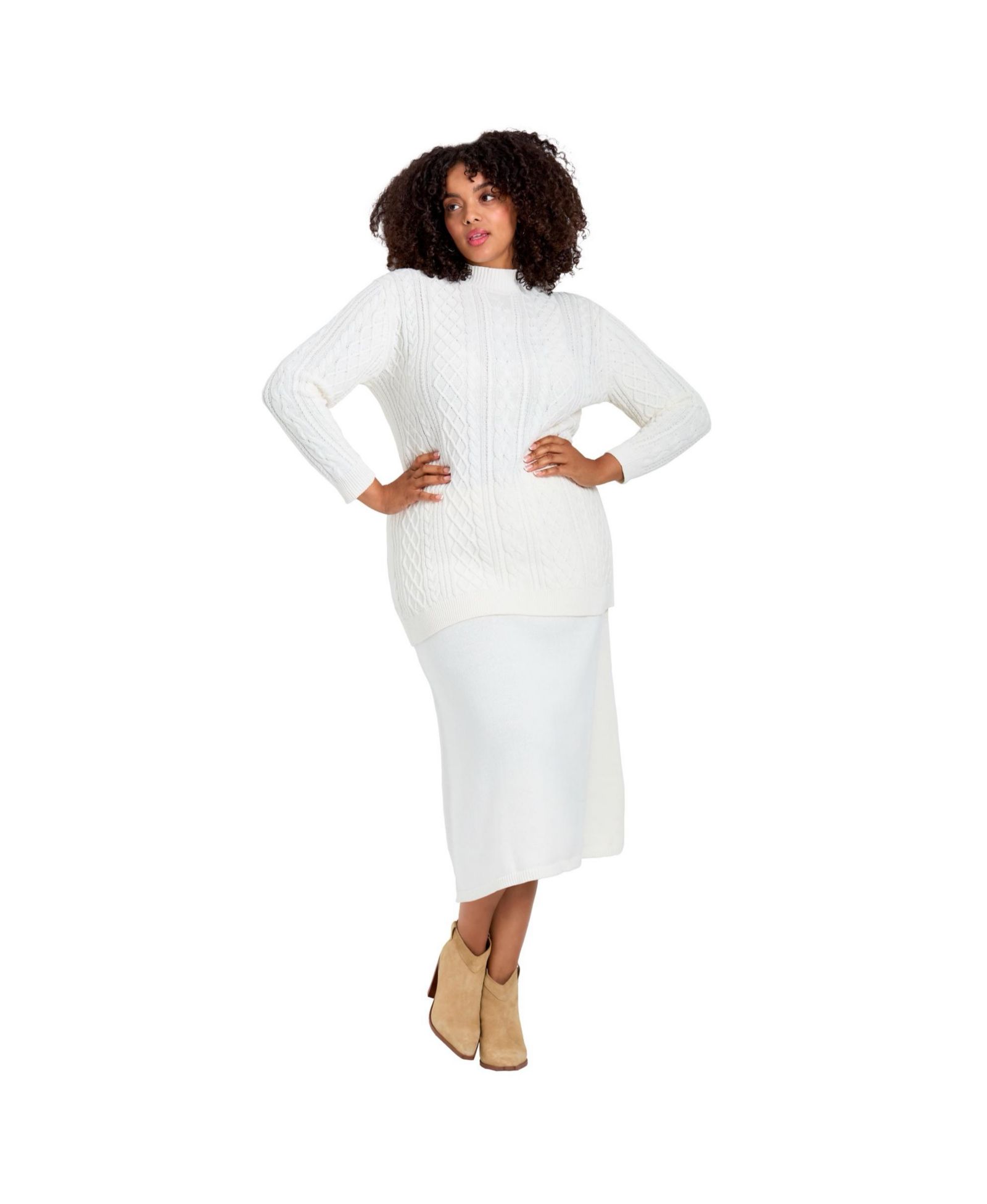 Женский свитер Avenue Plus Size Mock Neck Cable