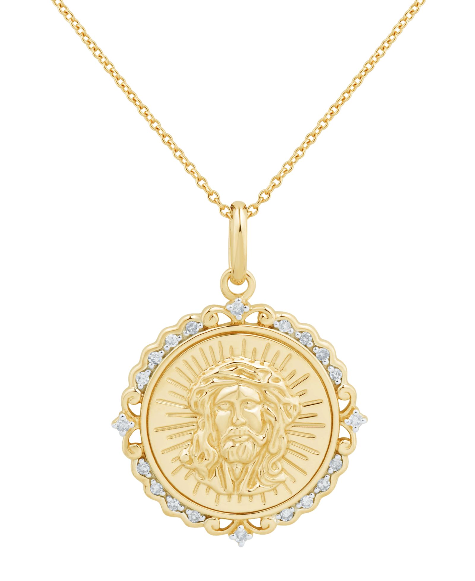 Macy's Diamond Pendant Necklace (1/10 ct. t.w.) in 10k Yellow Gold