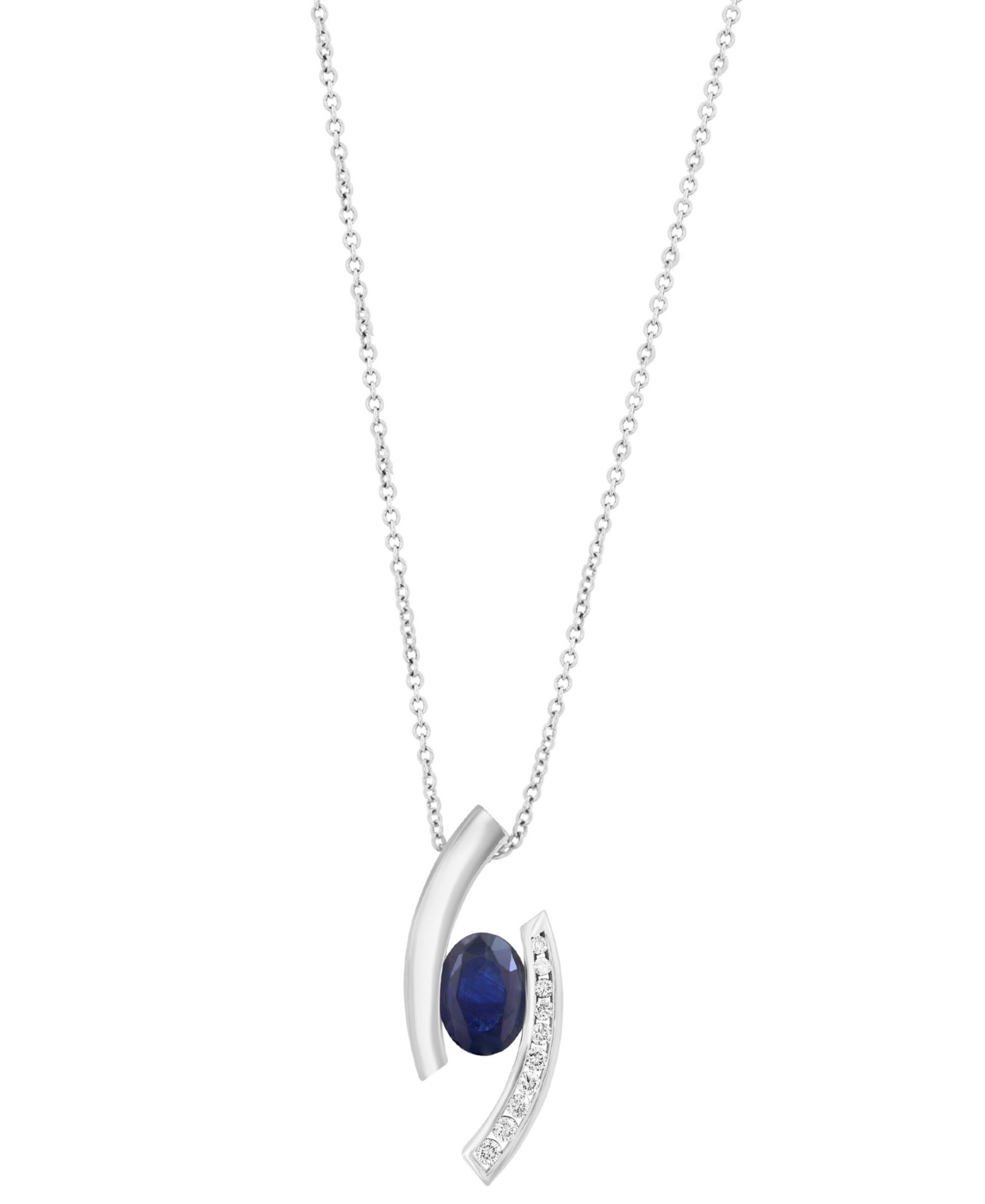 EFFY Collection ожерелье с подвеской Sapphire (1-3/8 ct. t.w.) & Diamond (1/8 ct. t.w.) в белом золоте 14k
