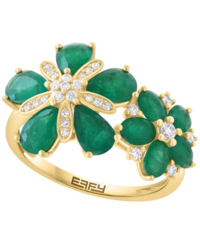 EFFY Collection Emerald (2-7/8 ct. t.w.) & Diamond (1/6 ct. t.w.) Ring in 14k Yellow Gold