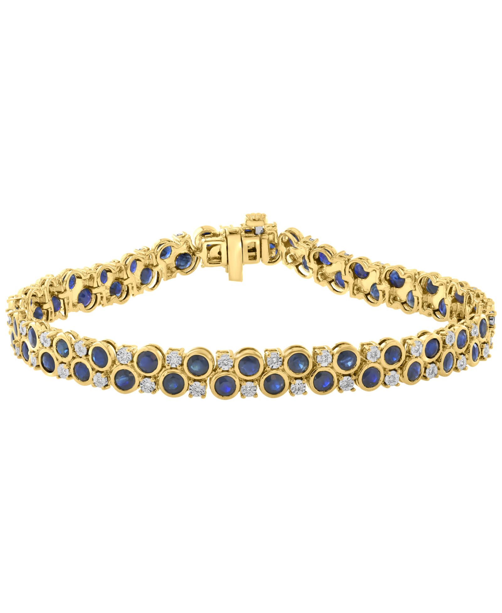 EFFY Collection Sapphire (6-1/4 ct. t.w.) & Diamond (1/5 ct. t.w.) Bracelet in Gold Over Silver