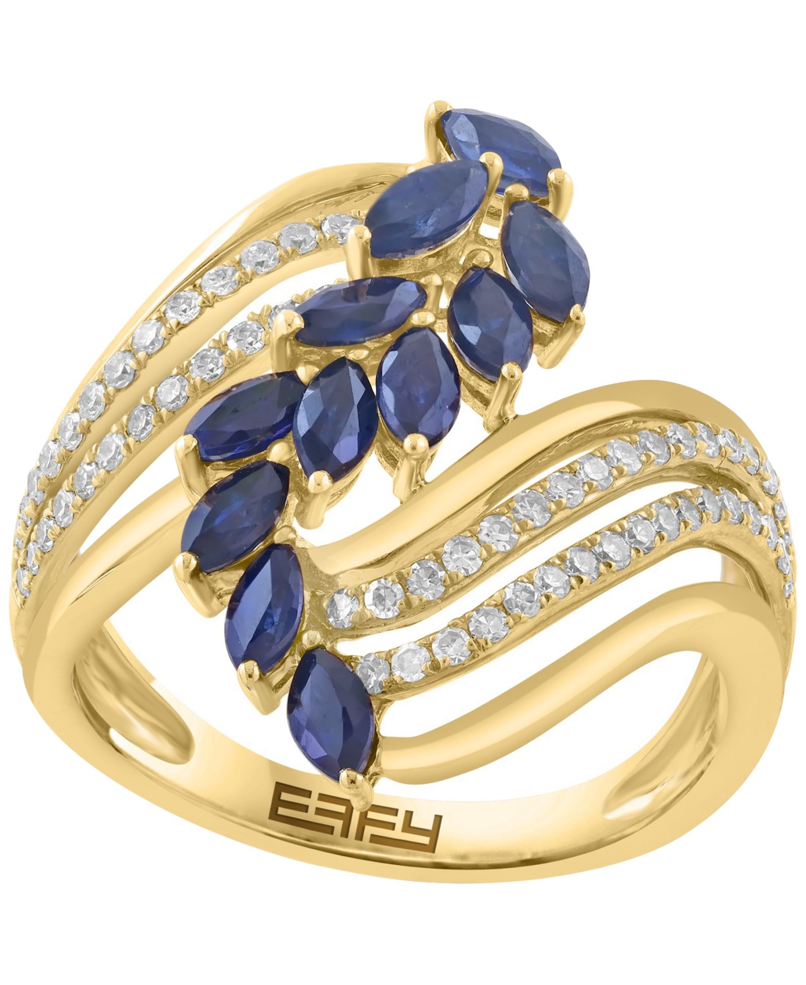 Кольцо EFFY Collection с сапфиром (1-3/8 ct. t.w.) и бриллиантом (1/4 ct. t.w.) из желтого золота 14k