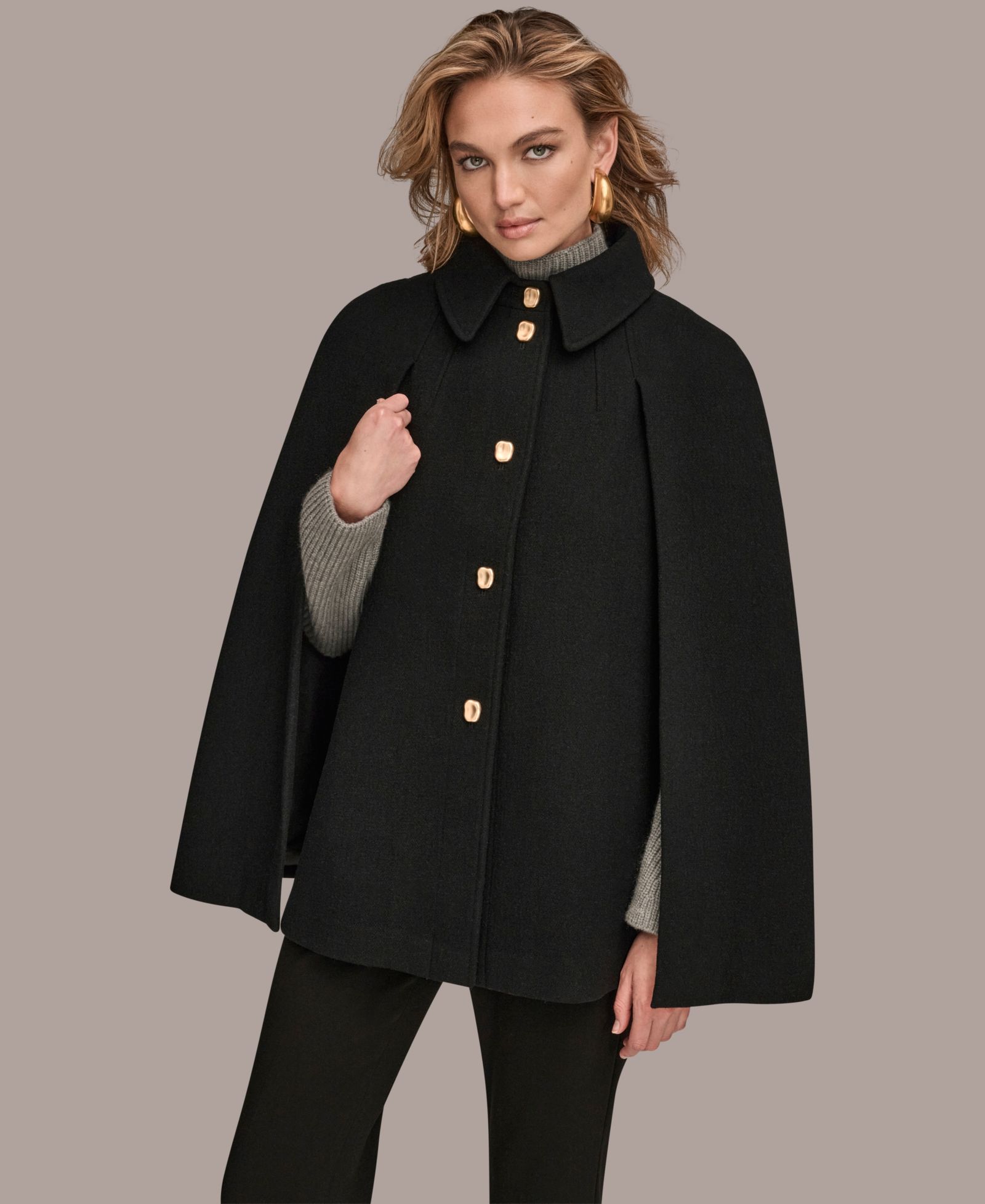 Donna Karan New York Women's Collared Cape Coat