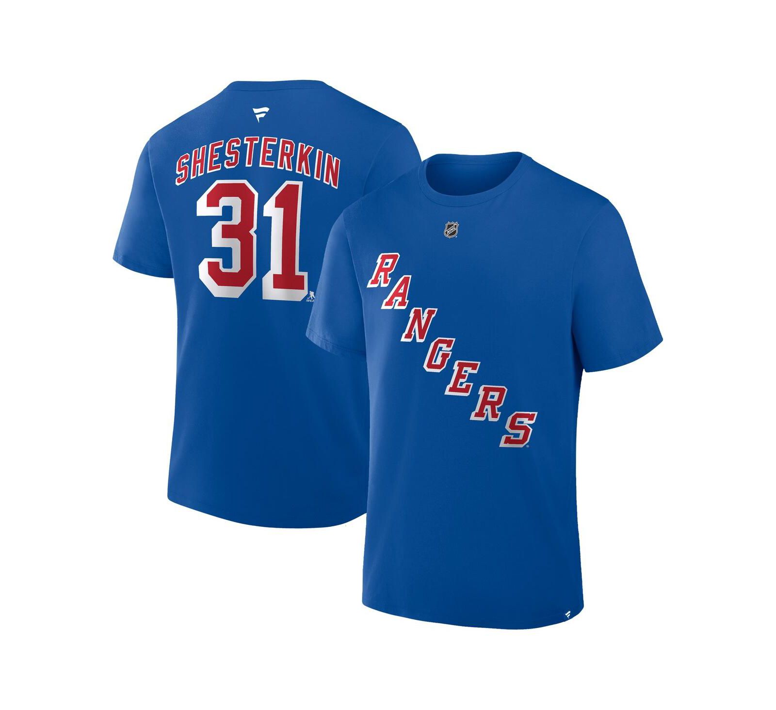 Мужская футболка Fanatics Igor Shesterkin Blue New York Rangers Authentic Stack Name & Number