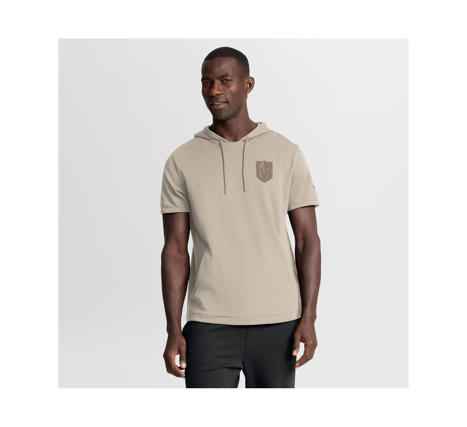 Fanatics Men's Tan Vegas Golden Knights Authentic Pro Road Short Sleeve Hoodie