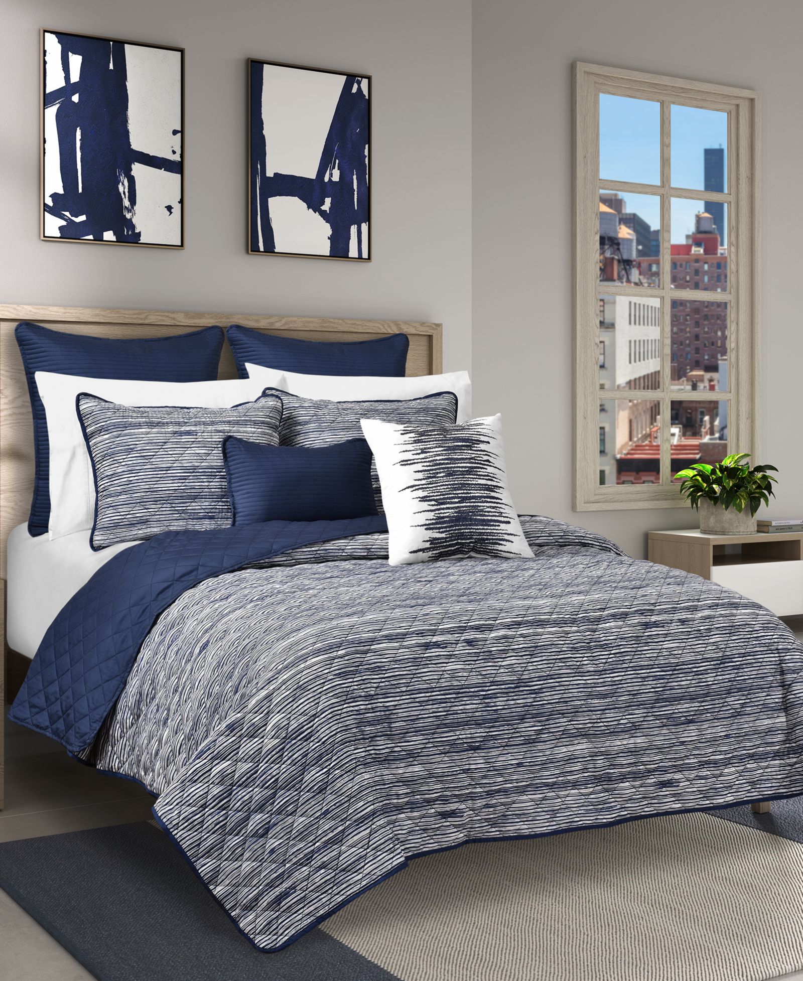 Royal Court Dalton Sleek Stripe 2-Pc. Quilt Set, Twin/Twin XL