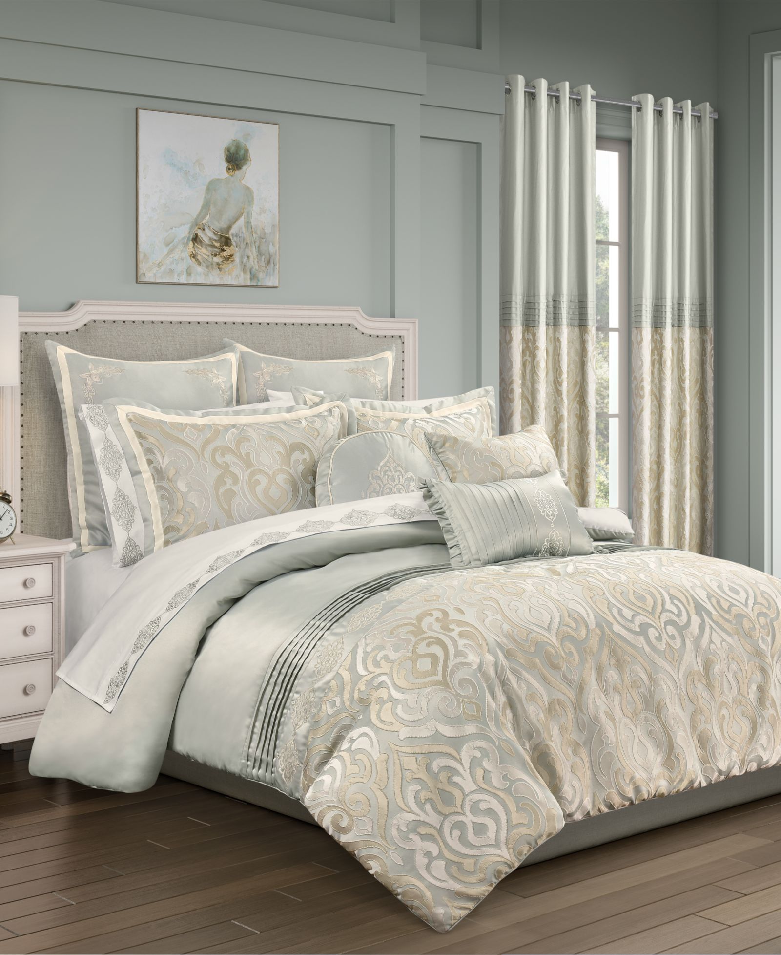 Royal Court Calmfield Damask 3-Pc. Comforter Set, King/California King
