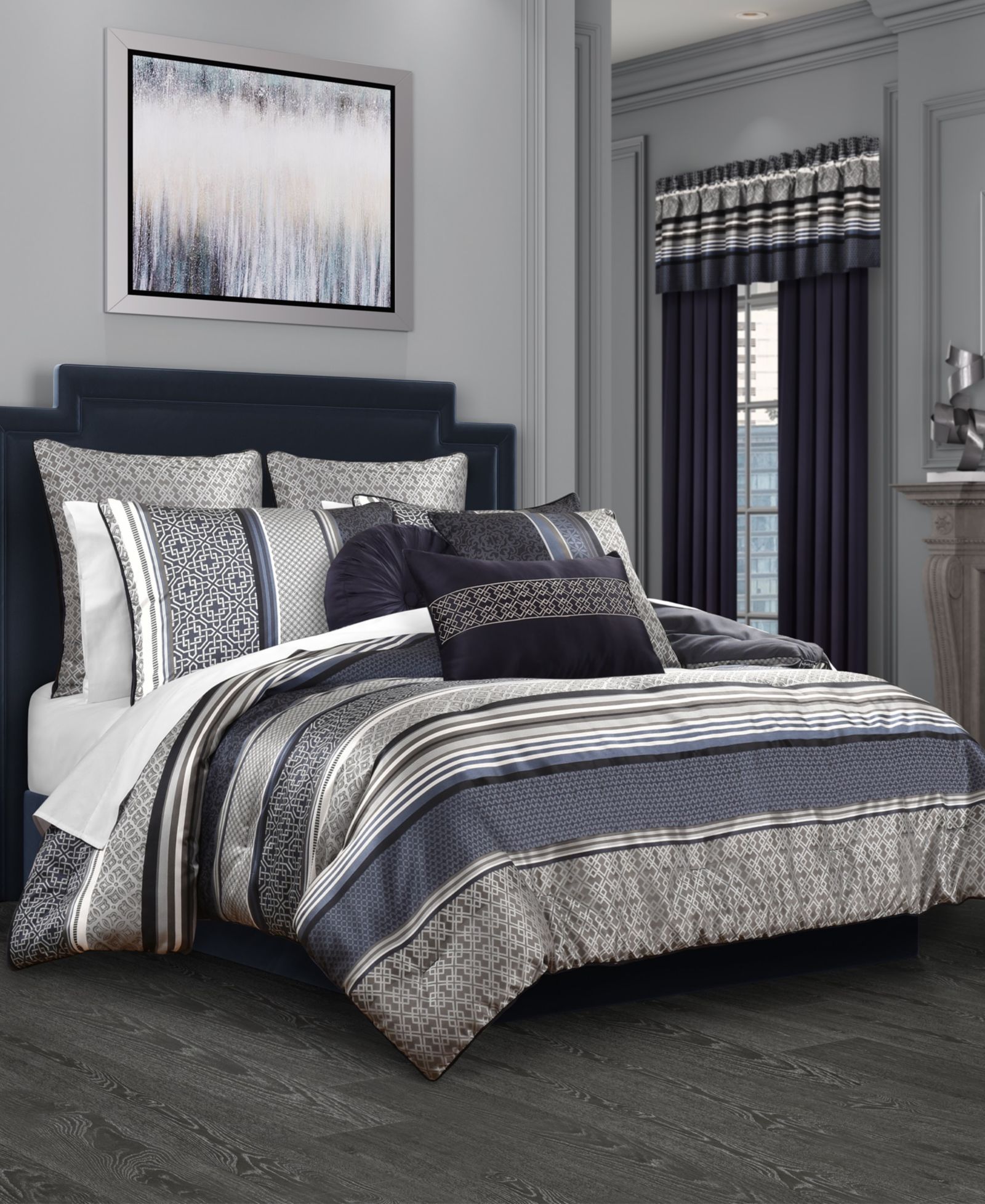 Royal Court Carlisle Foulard 3-Pc. Comforter Set, Full/Queen