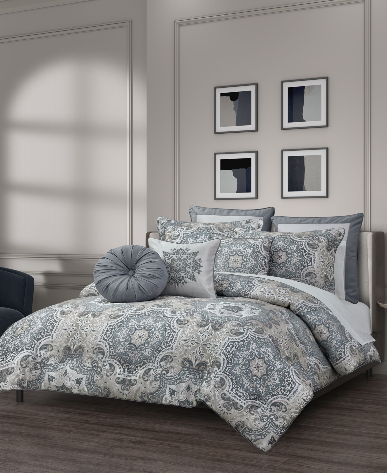 Royal Court Lisbon Damask 3-Pc. Comforter Set, Full/Queen