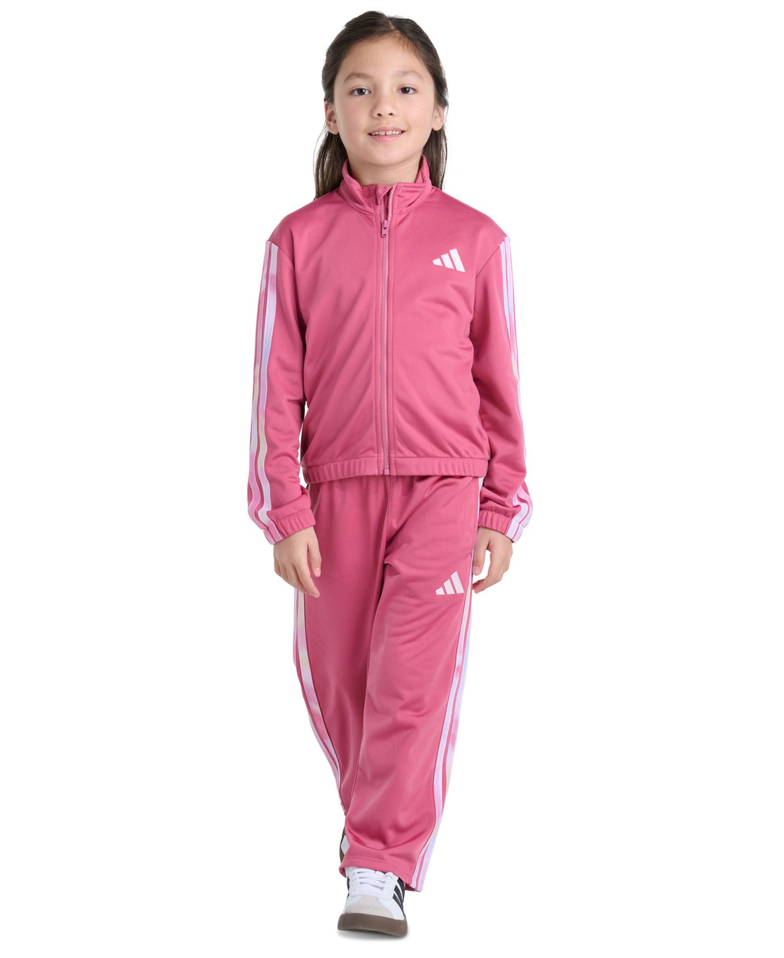 Комплект из 2 предметов adidas для девочек: куртка с длинным рукавом и брюки, 3 полоски, размер 2T-6X