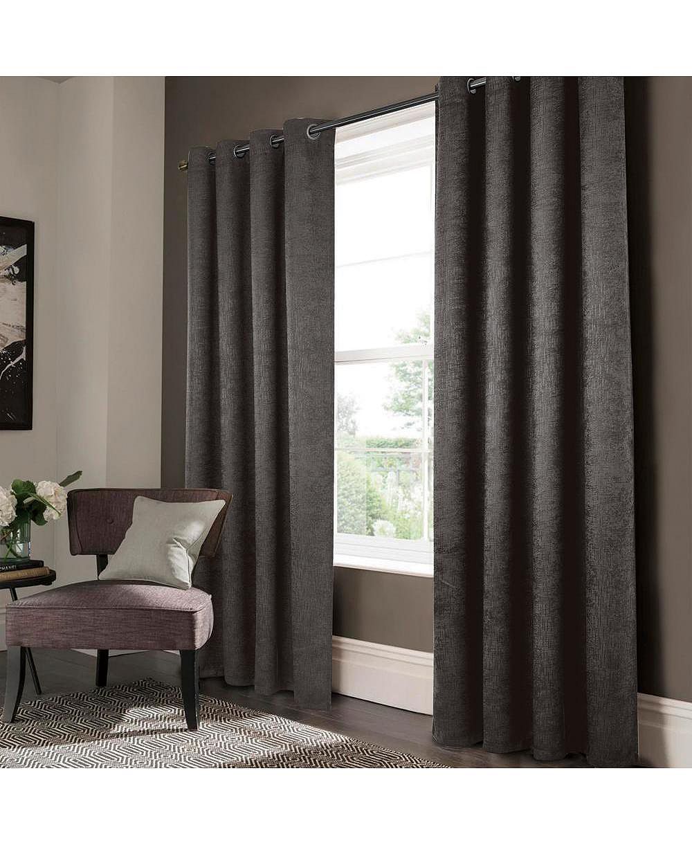 Штора Olivia Gray Lynx Matte Embossed Blackout Grommet Panel Black