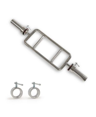 Sunny Health & Fitness Olympic Tricep Bar with Spin-Lock Ring Collars