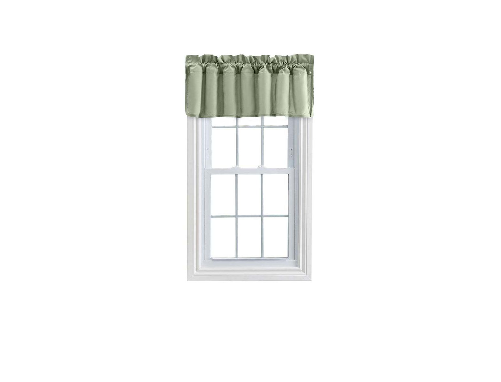 Ellis Curtain Stacey 3" Rod Pocket Solid Color Lined Window Filler Valance 42"x13" Sage