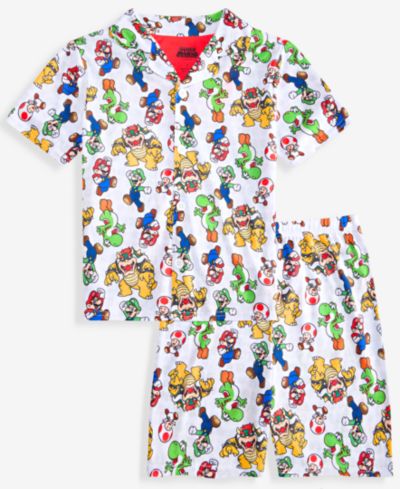 SUPER MARIO Детская пижама SUPER MARIO из 2 предметов, рубашка на пуговицах, короткий верх, для мальчиков 4-10 лет