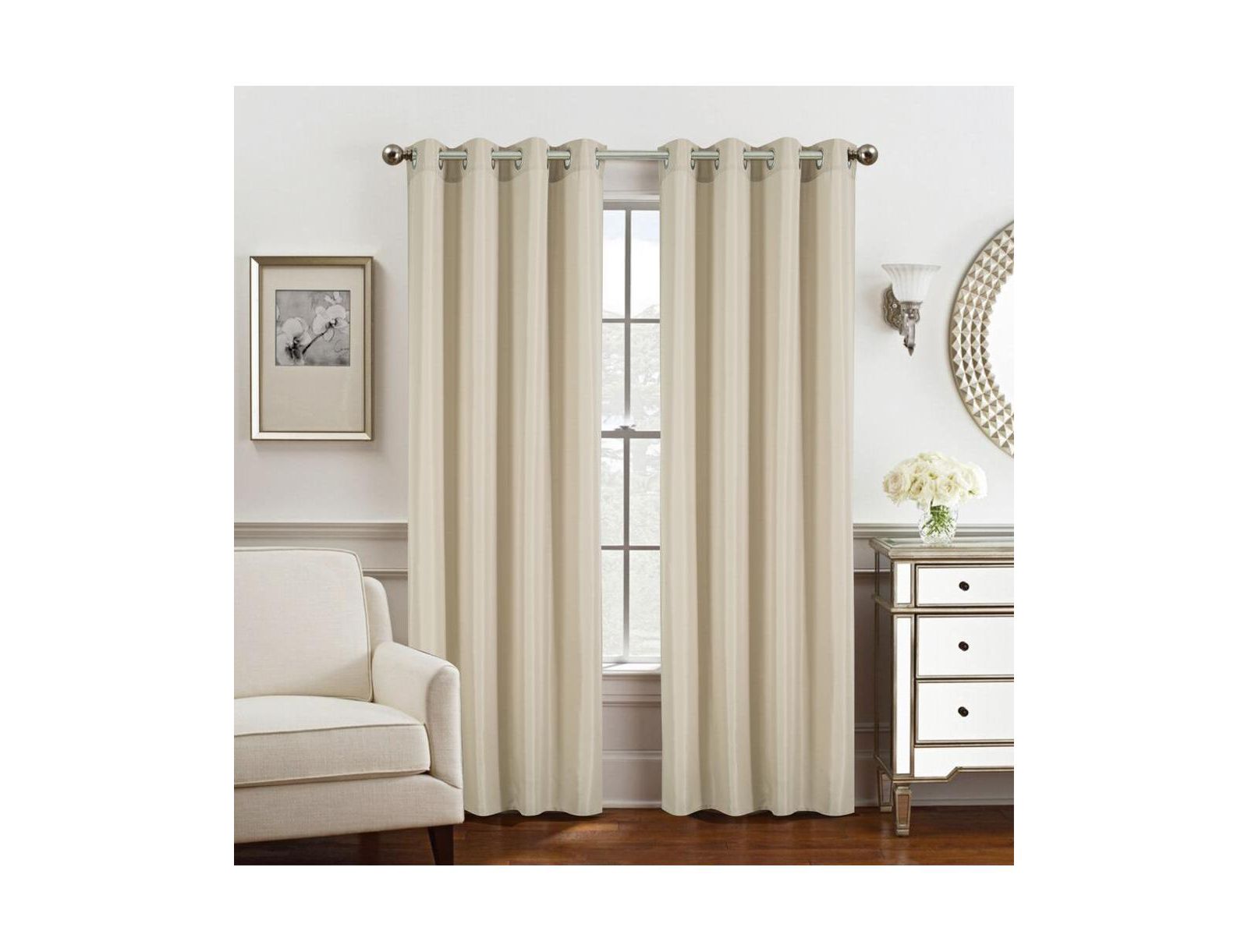Olivia Gray Gilbert Solid Single Grommet Curtain Panel Pair - 54x84", Taupe