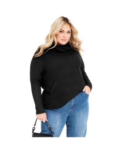 Avenue Women's Plus Size Ash Turtleneck Close Fit Sweater