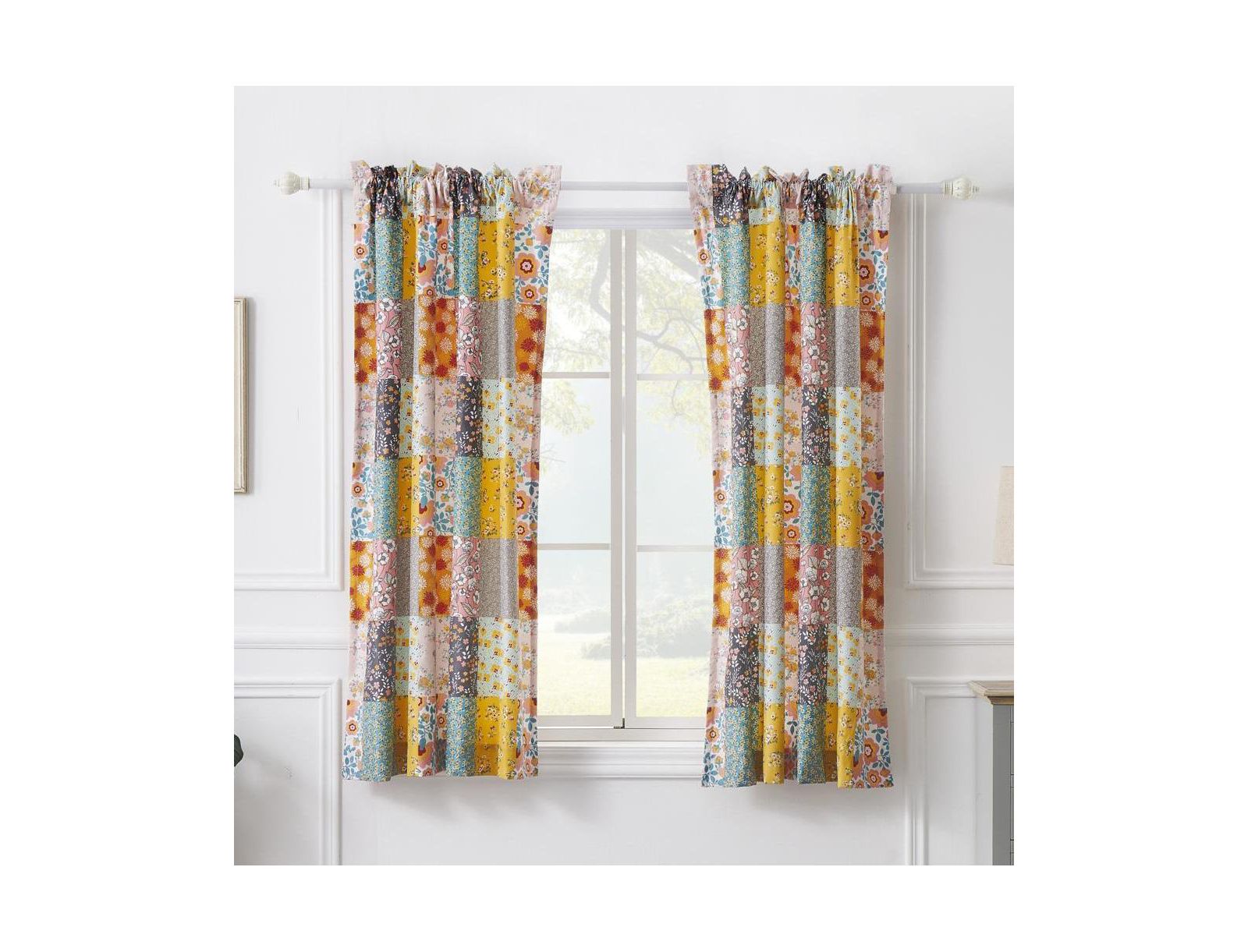 Комплект штор Barefoot Bungalow Carliei, 2 панели, Calico, 50x63" и 3x24"