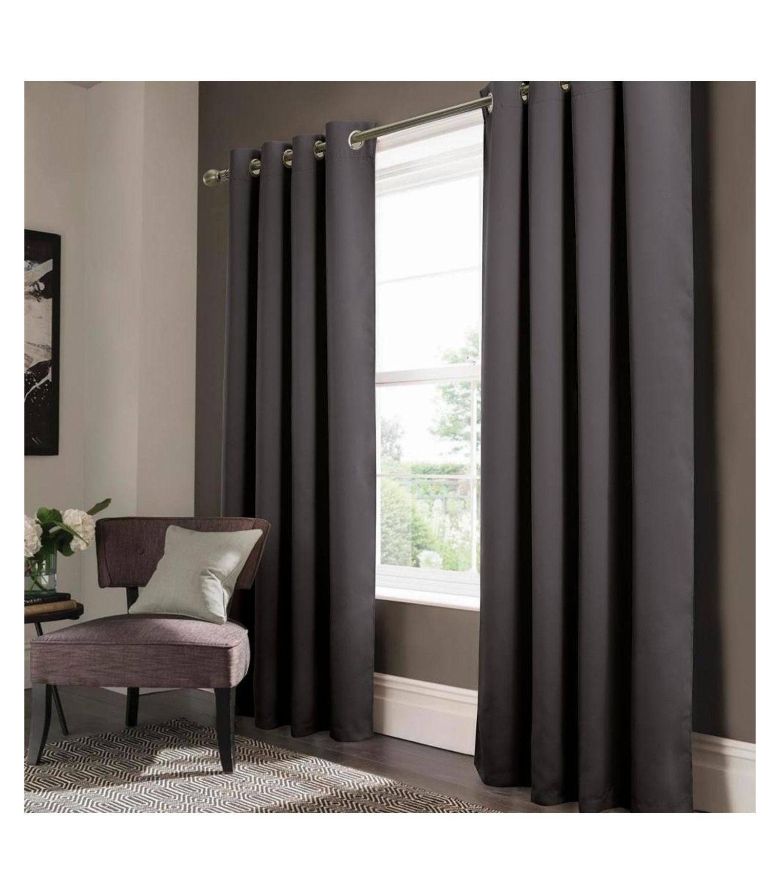 Панель шторы Olivia Gray Anchorage Blackout с люверсами - 54" x 90", Charcoal