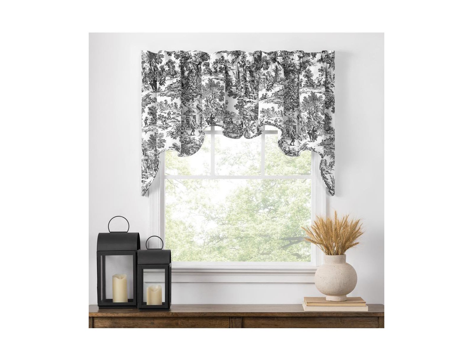 Ellis Curtain Victoria Park Toile High Quality Classic Print Swag Lined Empress Window Valance - 2-Piece