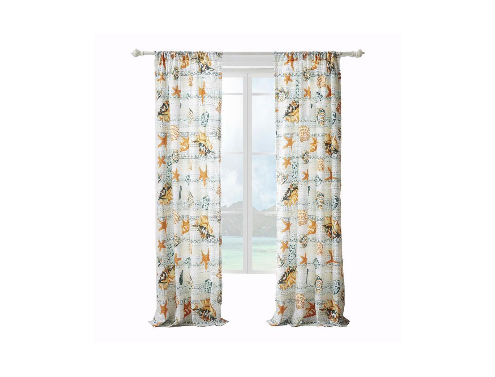 Парные шторы Greenland Home Fashions Kona Luxurious 42" x 84" Ocean с подхватами