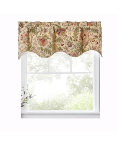 Ellis Curtain Regency Scallop Shaped 3" Rod Pocket Window Valance 50"x15" Antique