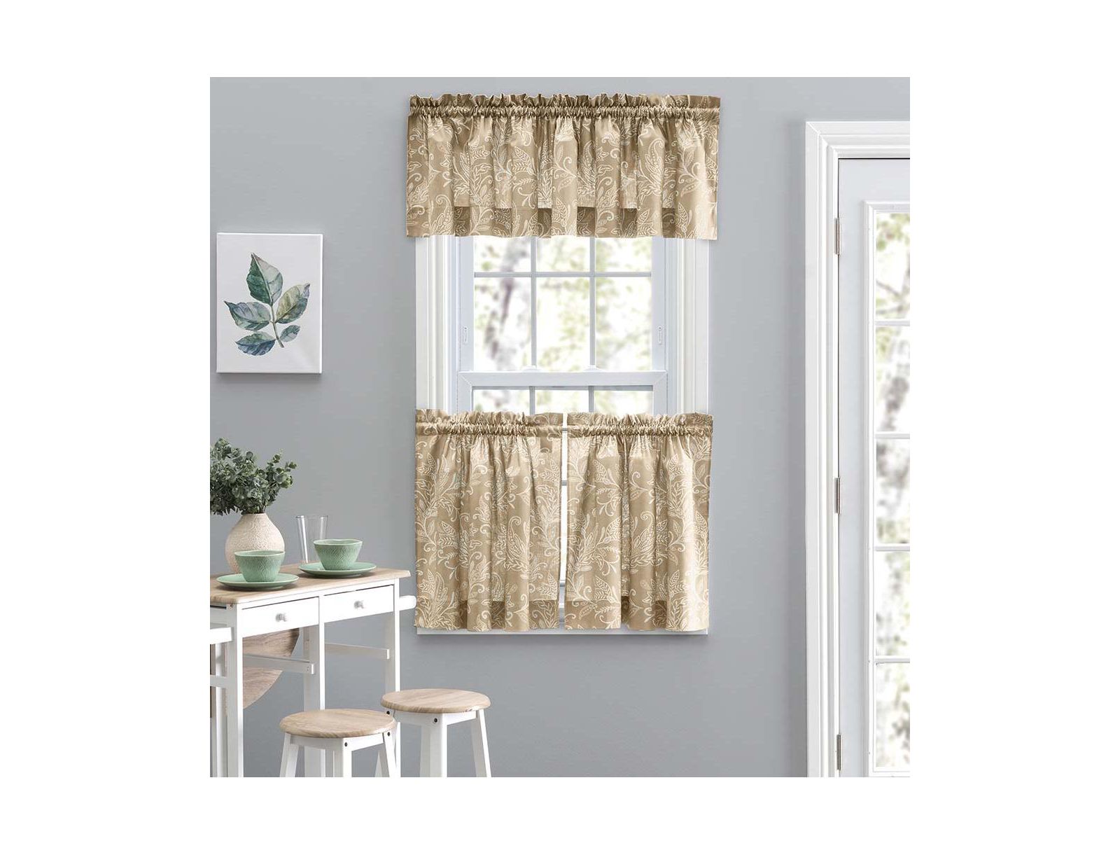 Шторы Ellis Curtain Lexington с узором из листьев на цветном фоне