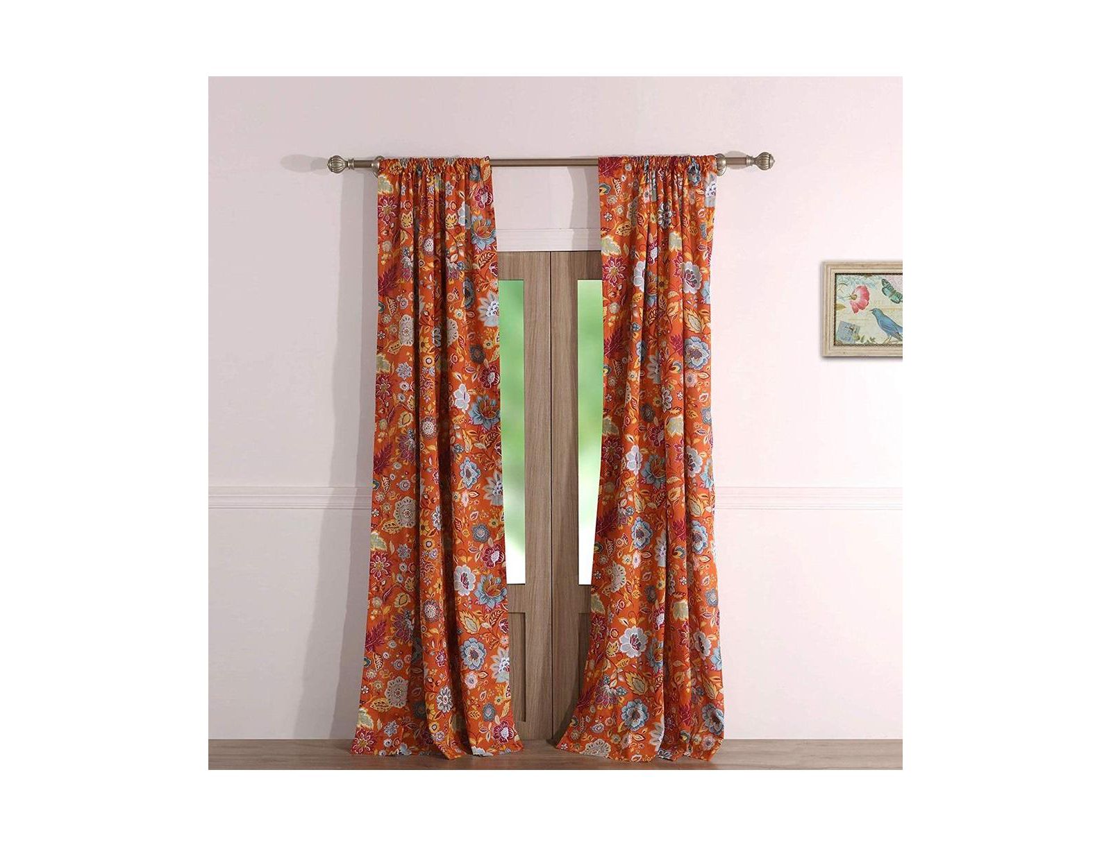 Greenland Home Fashion Astoria Festive And 3" Rod Pocket Window Curtain Panel Pair