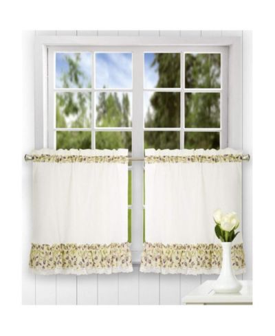 Парные оконные шторы Ellis Curtain Clarice с узором ветвистых листьев, 2 штуки