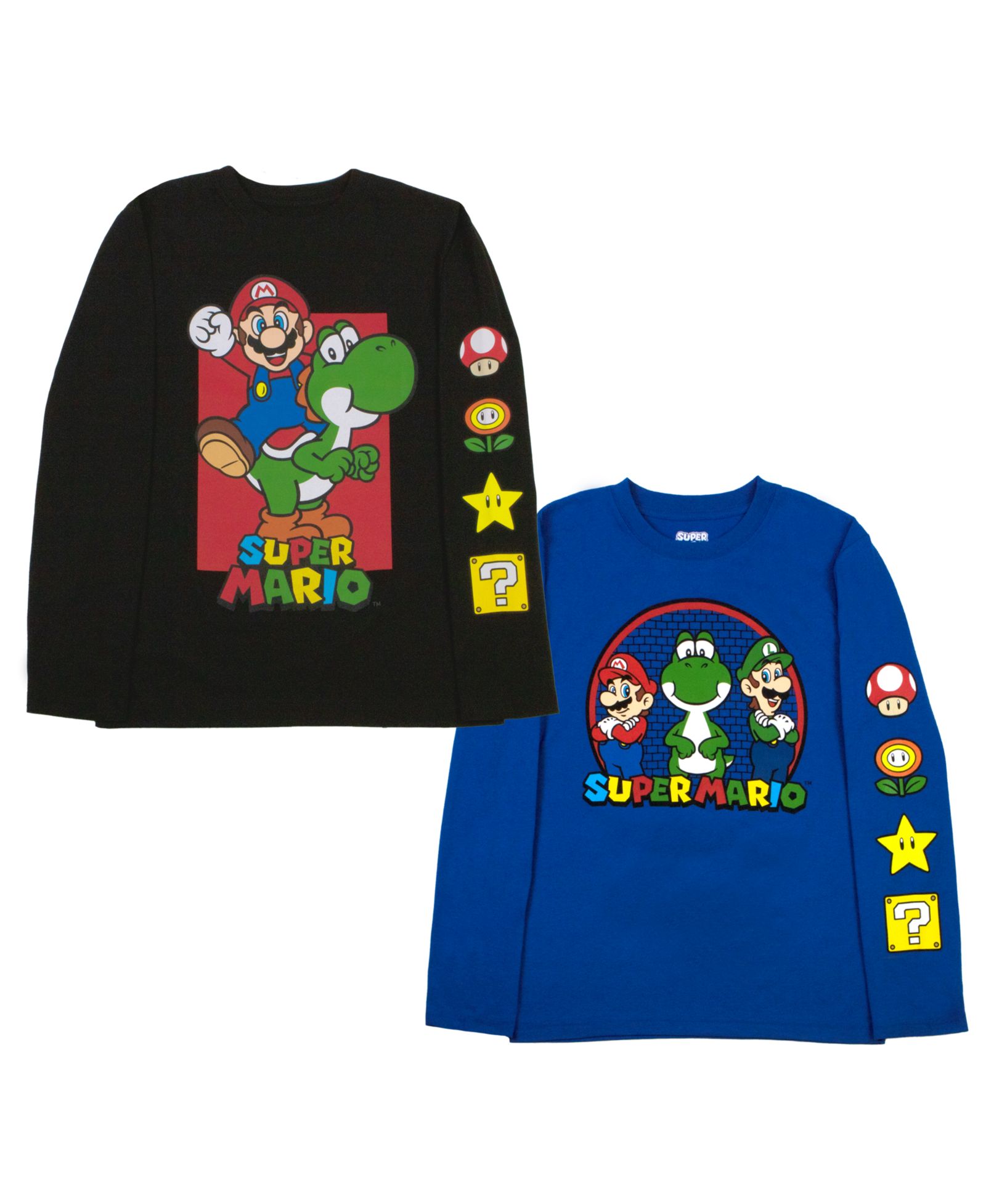 Mario Luigi Little Boys 2 Pack Long Sleeve T-Shirt