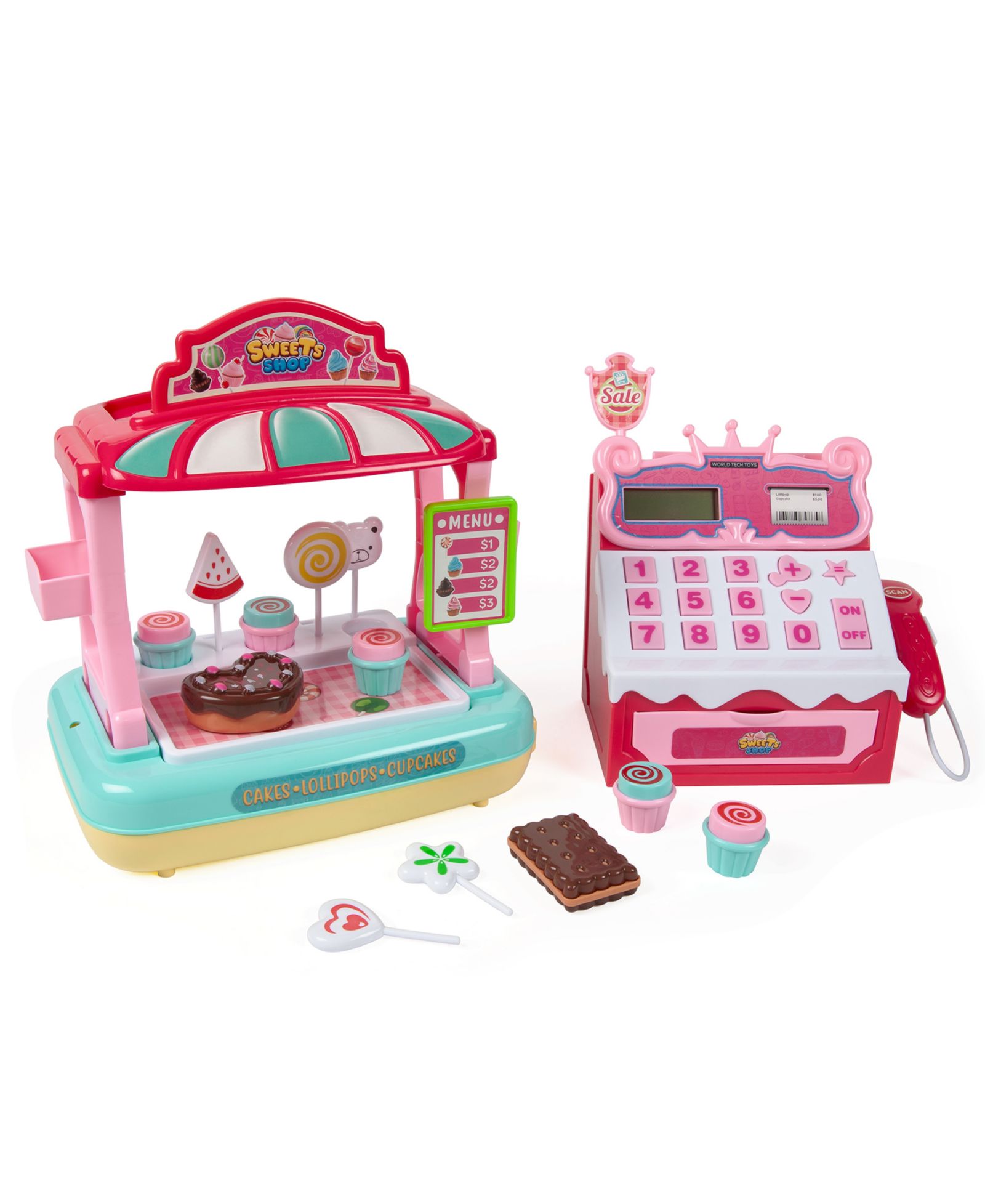 World Tech Toys Sweets Stop Electric Cash Register 32-Piece Playset, Ages 3+