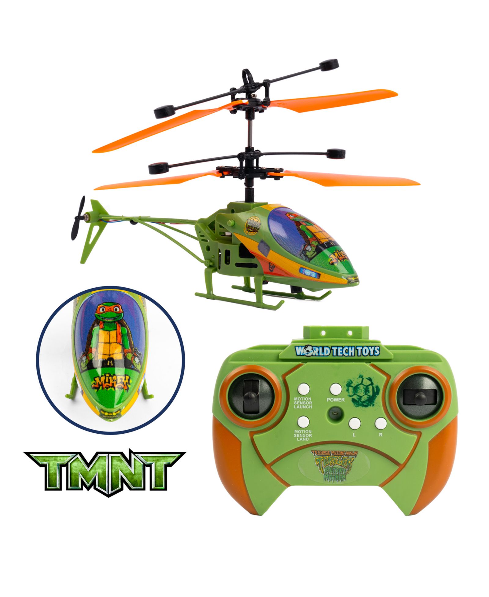 World Tech Toys Teenage Mutant Ninja Turtles Mutant Mayhem 2-Channel Remote Control Mini Helicopter