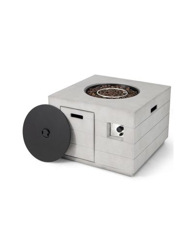 Mecale  Lava Rocks and Cover 50,000 BTU with 34 Inch Square Concrete Propane Fire Pit Table