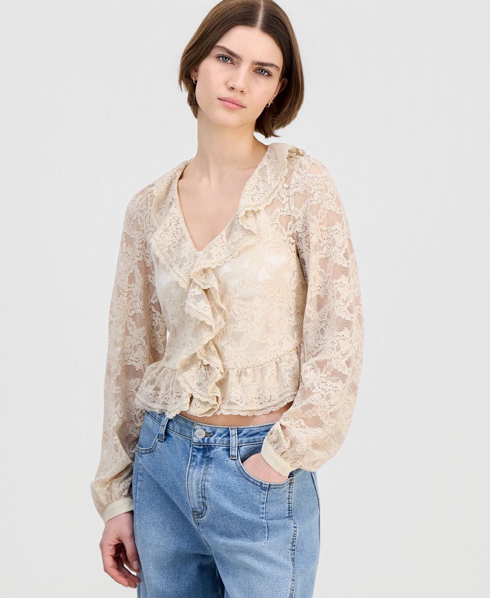 And Now This Women's Ruffled Lace Top, Macy's Exclusive