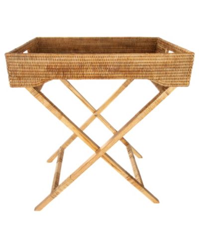 Artifacts Rattan Butler Tray/Table with Glass Insert