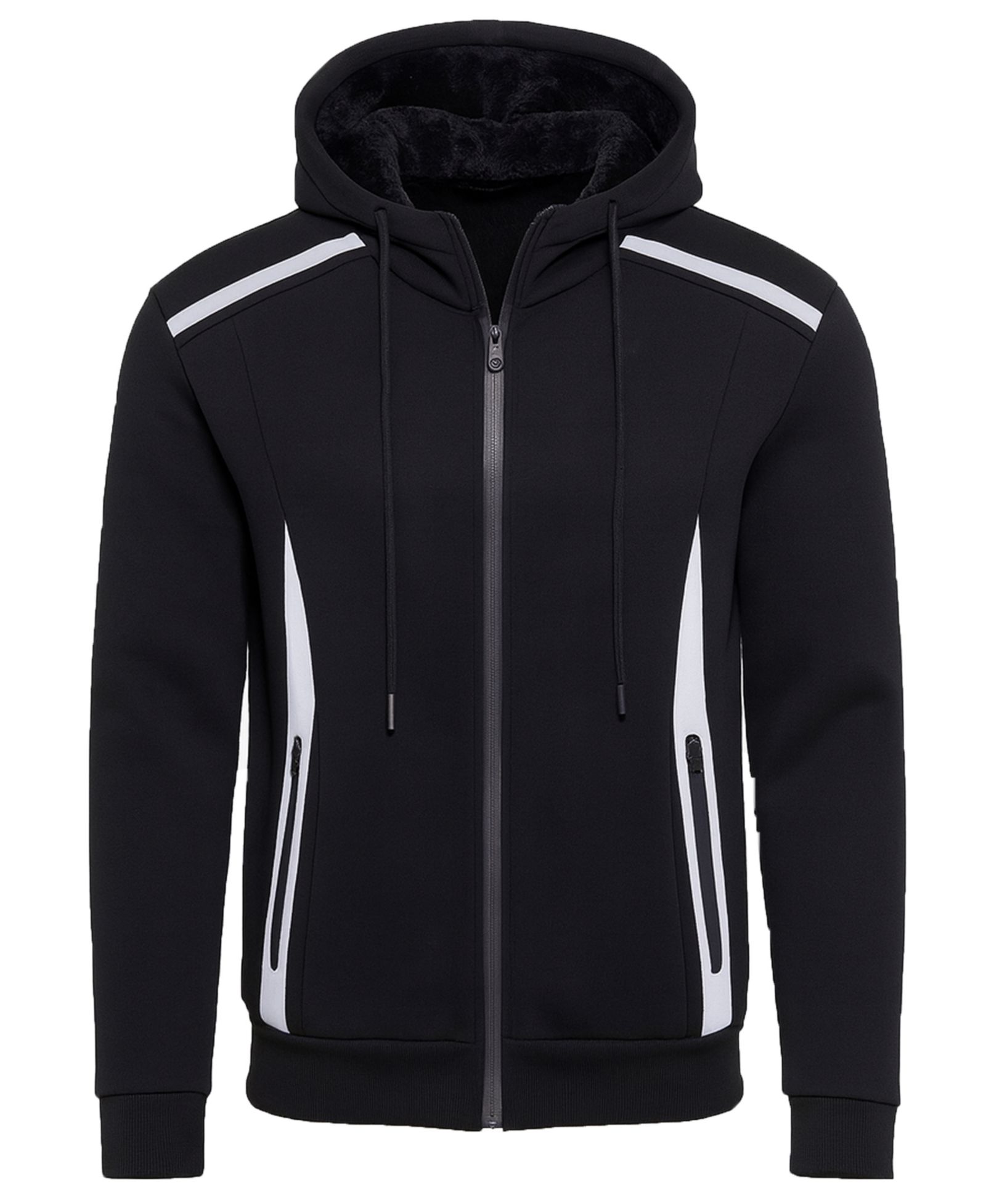 Blu Rock, Мужское худи с молнией Reflective Tech, Slim-Fit, Black Cherry