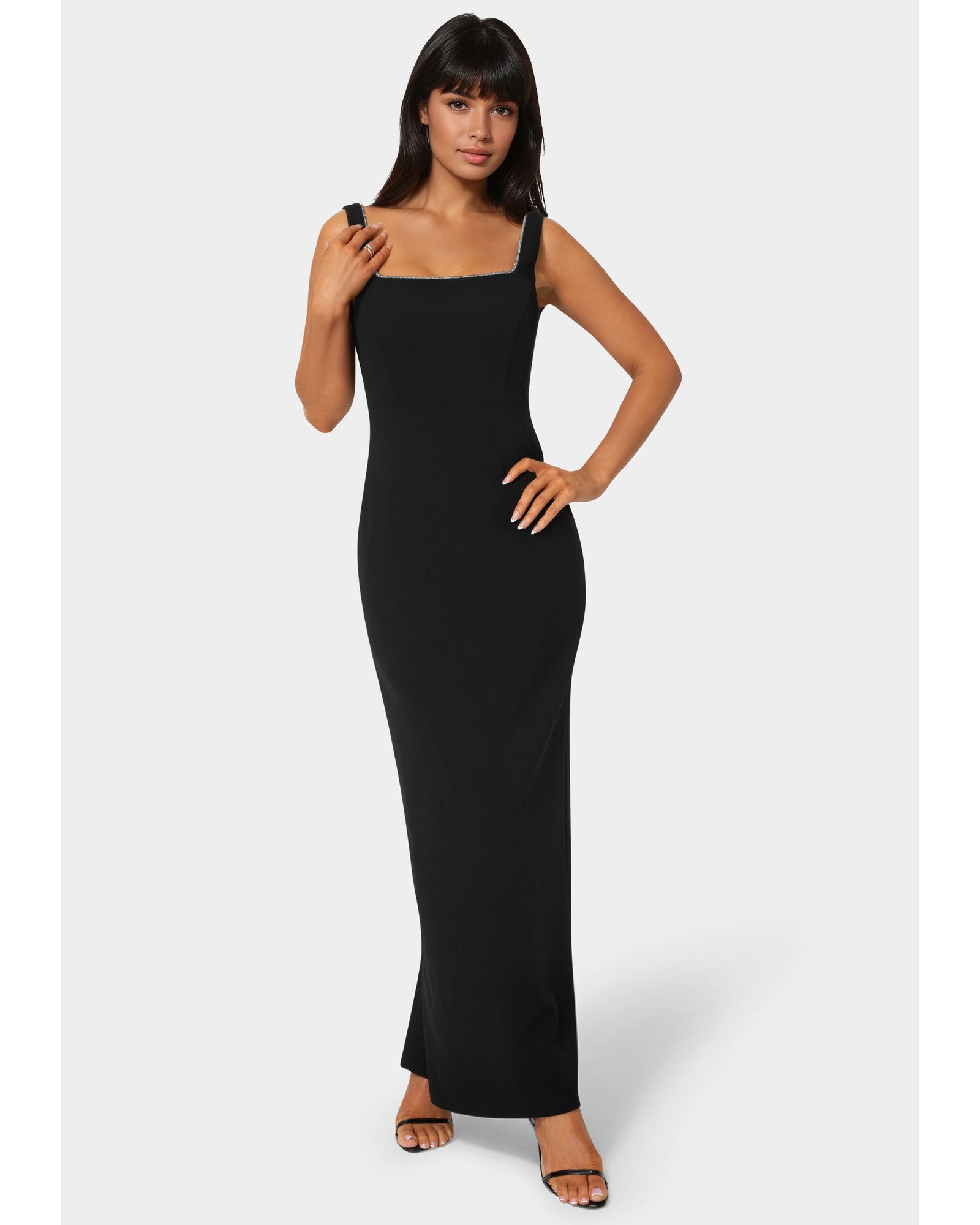 Bebe Women's Square Neck Maxi Dress with Rhinestones