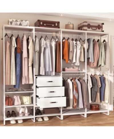 Aheaplus 74'' Closet Organizer with Wood Drawers