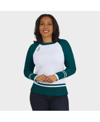 WEAR by Erin Andrews Женский свитер Philadelphia Eagles Color Block Raglan, белый/темно-зеленый