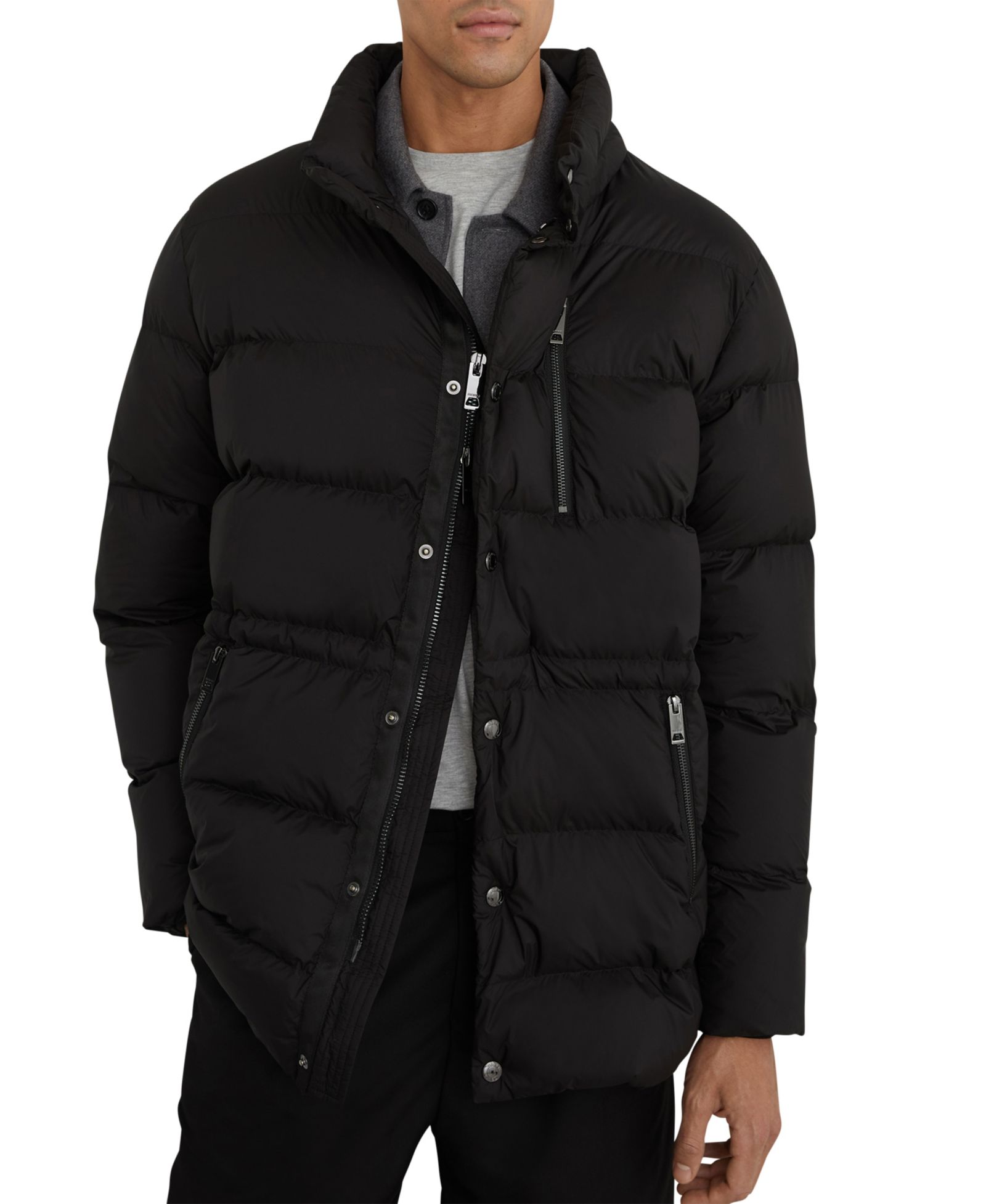 REISS Men's Lebane Detachable-Hood Quilted Puffer Coat