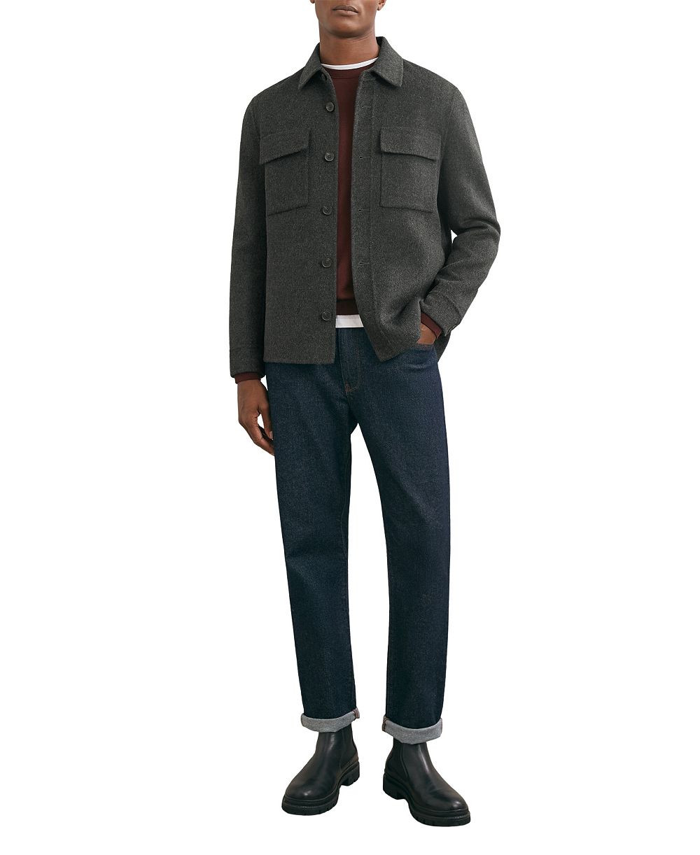 REISS Men's Net Wool-Blend Regular-Fit Shirt Jacket