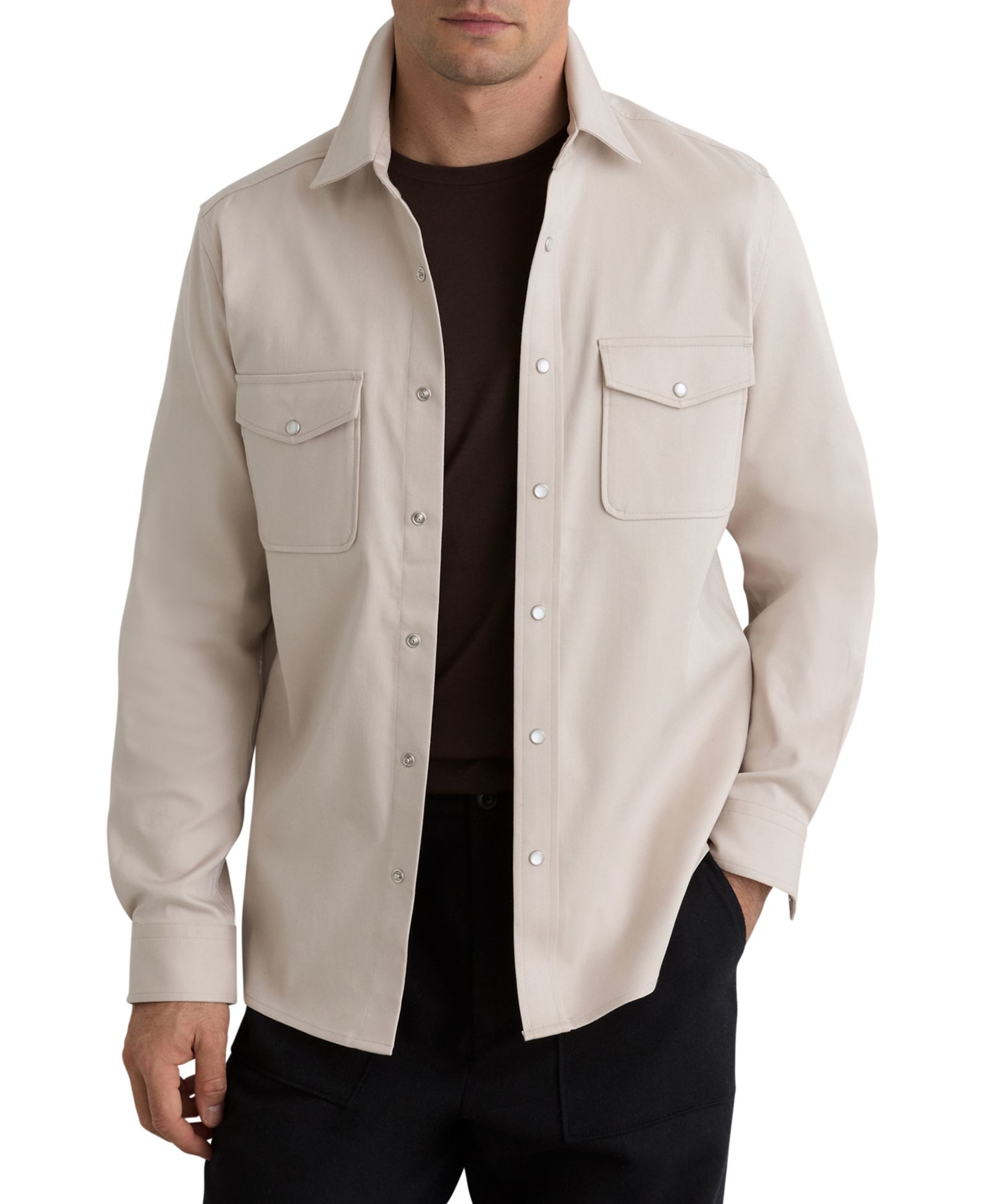 Мужская рубашка REISS Men's Mcrae Cotton-Twill Twin-Pocket Stretch Overshirt