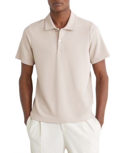 REISS Men's Kennedy Textured Half-Button Polo Shirt