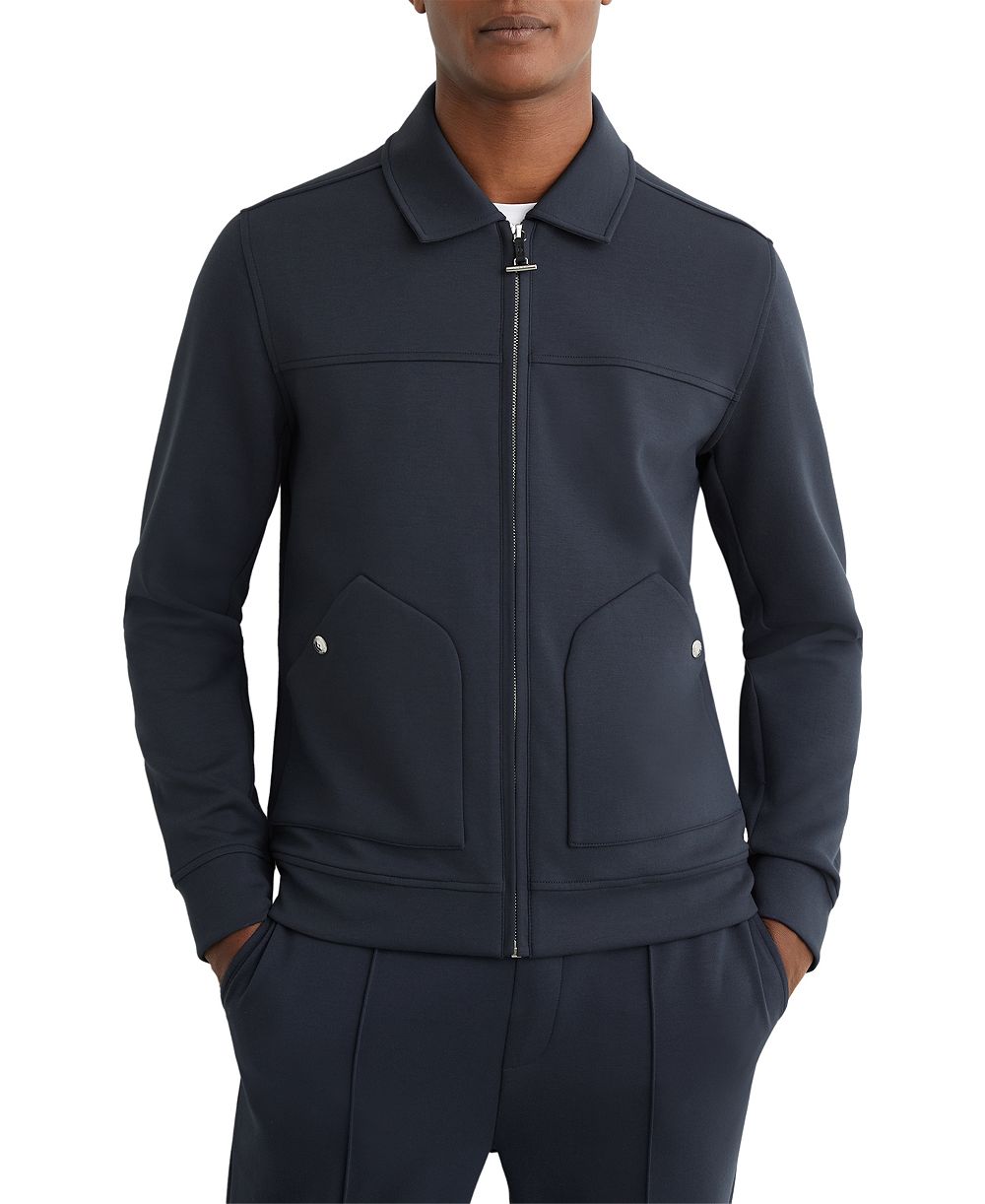 REISS Men's Newland Premium Interlock Zip-Through Jacket