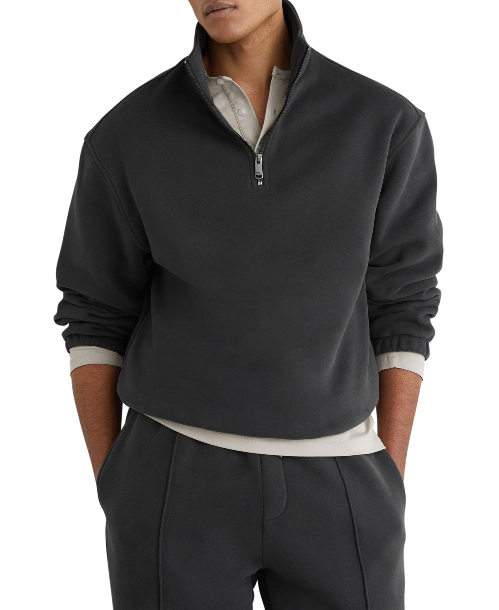 REISS Men's Quinn Cotton-Blend Half-Zip Sweatshirt