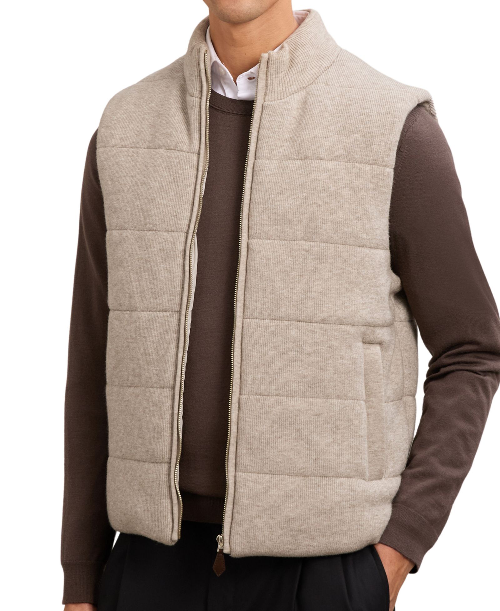 REISS Men's Otley Rib-Knit Zip-Through Gilet