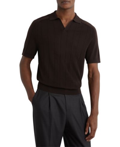 Мужской джемпер REISS Chelmsford Merino Wool Wide-Rib Polo