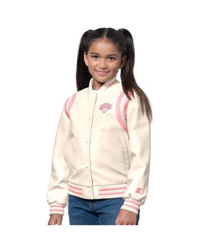 Starter Girls Кожаная куртка варсити New York Knicks Cream/Pink