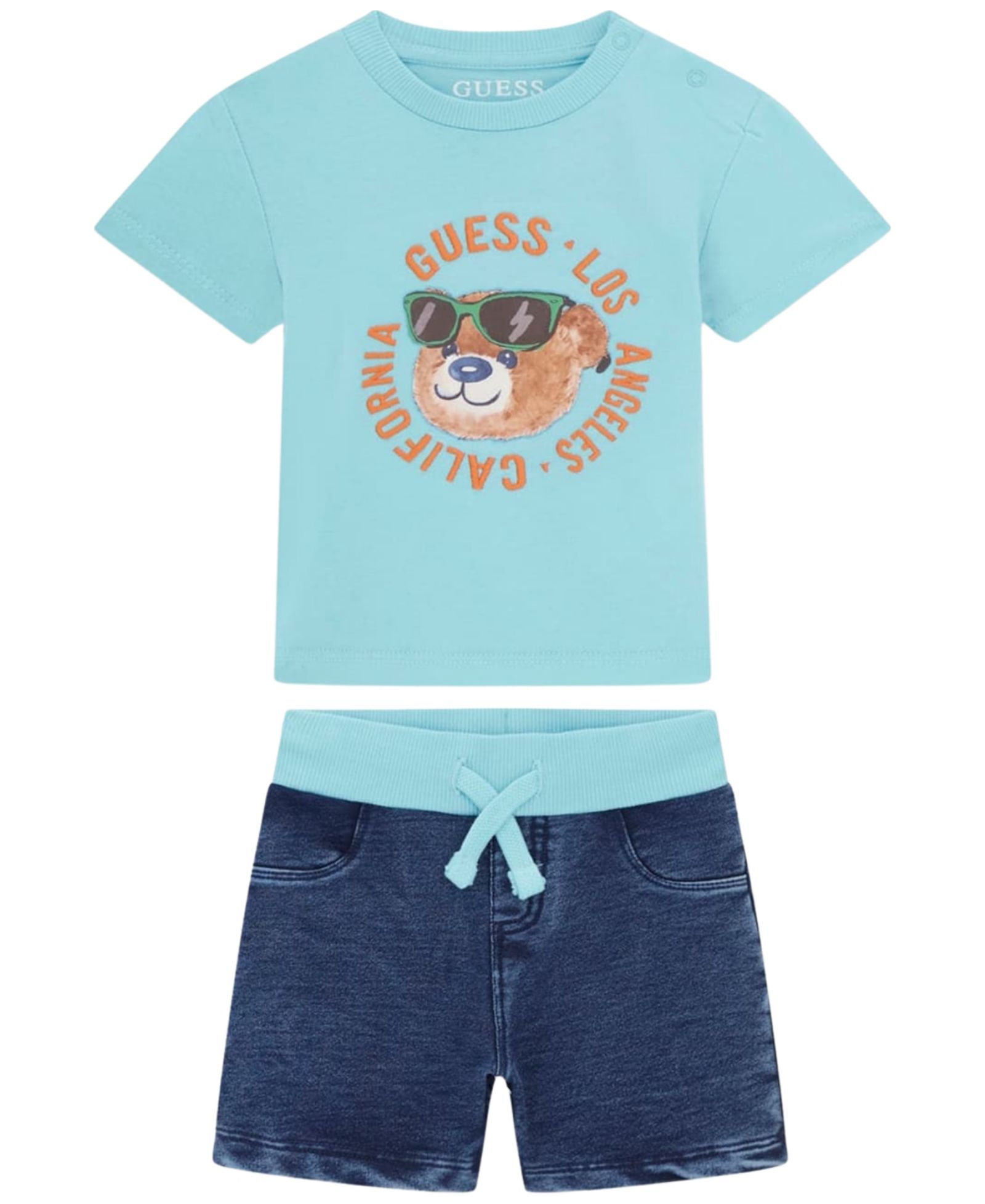 Комплект из 2 предметов GUESS: футболка с коротким рукавом и трикотажные джинсовые шорты для мальчиков